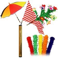 Increíble fantasía con; Plumeros, Sombrilla, Banderas, Ramos de flores...